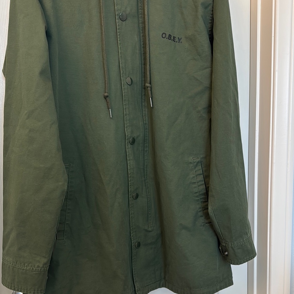 OBEY slugger optional fishtail Men's Green Hooded Jacket - Picture 4 of 15